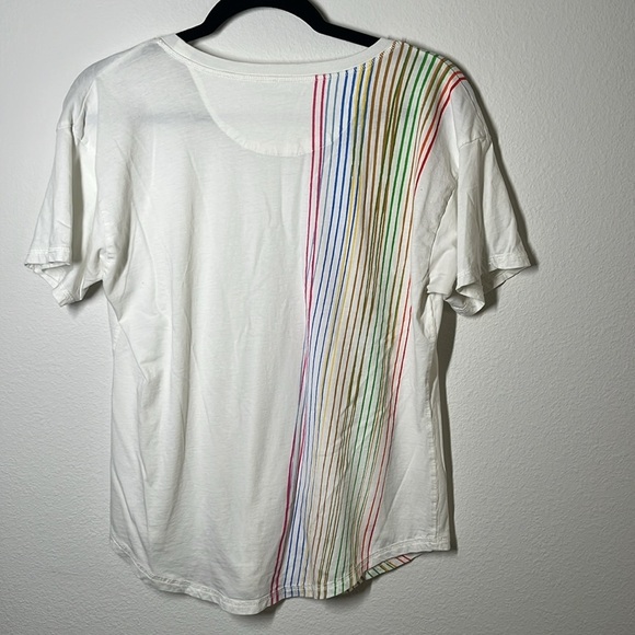 Anthropologie Rainbow Stripe Graphic Cotton Tee – Size Small – Summer Perfect - Picture 7 of 7